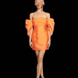 Solace London Elina Off-The-Shoulder Duchesse Satin Mini Dress UK 4